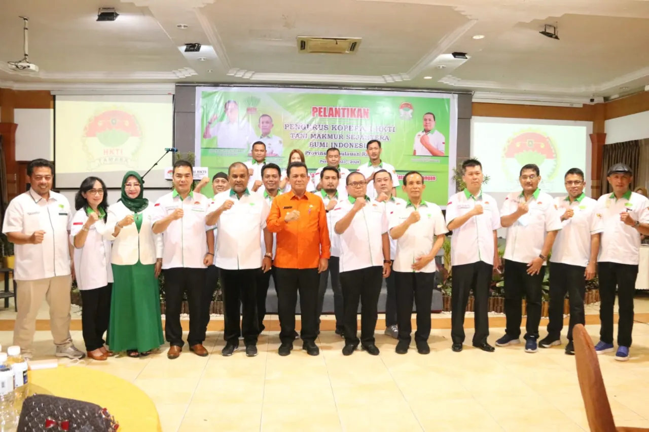 Pelantikan Pengurus Koperasi HKTI Tani Makmur Sejahtera Bumi Indonesia Provinsi Kepri Masa Bhakti 2023-2028 di Golden Prawn Bengkong Batam.