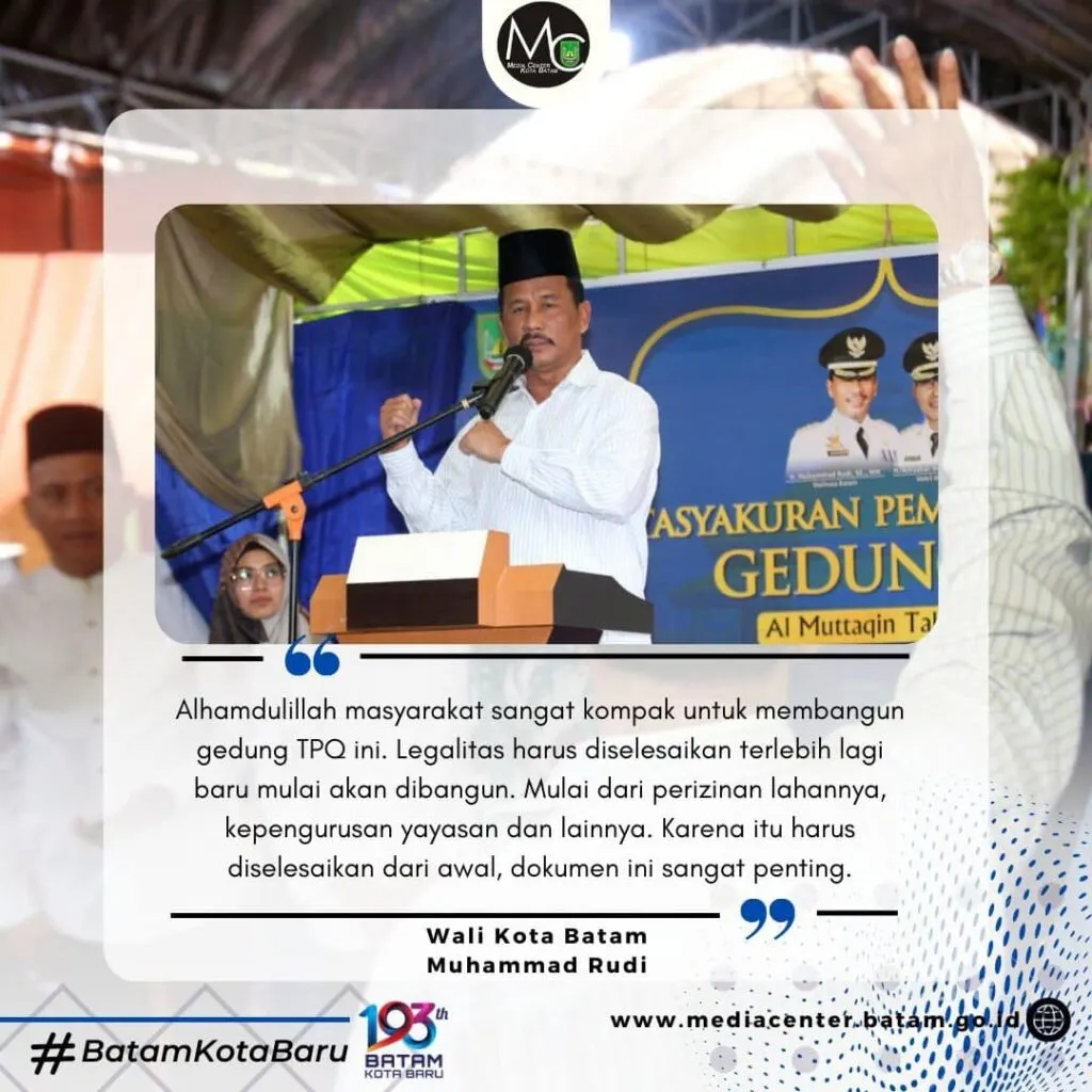 Syukuran Pembangunan Gedung TPQ Al Muttaqin di Benkong Asrama Rudi Ingatkan Pentingnya Legalitas