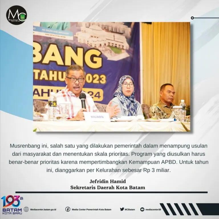 Musrenbang Kecamatan Sekupang, Jefridin: Program Prioritas Pertimbangkan APBD