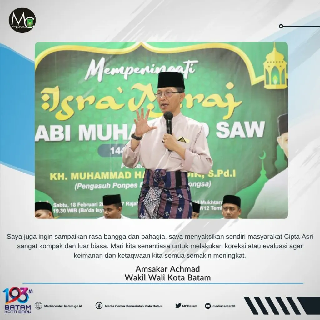 Isra Mi’raj di Cipta Asri Tembesi, Amsakar Sebut Kekompakan Telah Wujudkan Batam yang Semakin Hebat