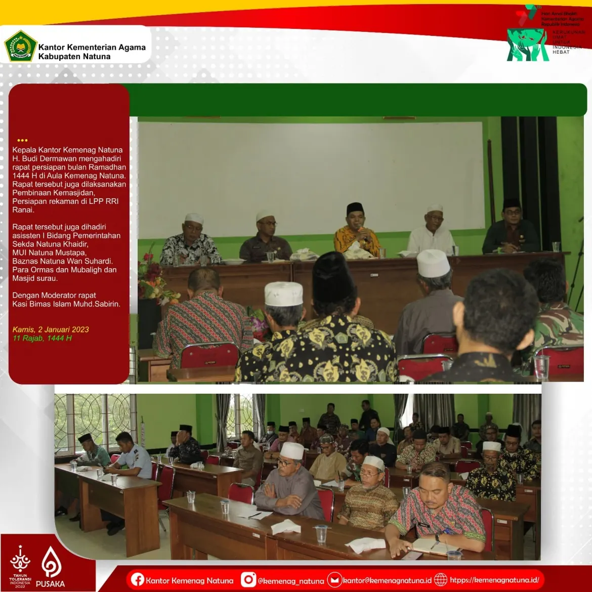 Sambut Ramadhan, Kemenag Natuna Adakan Rapat Bersama PHBI, Mubaligh, Ormas dan Masjid Surau.