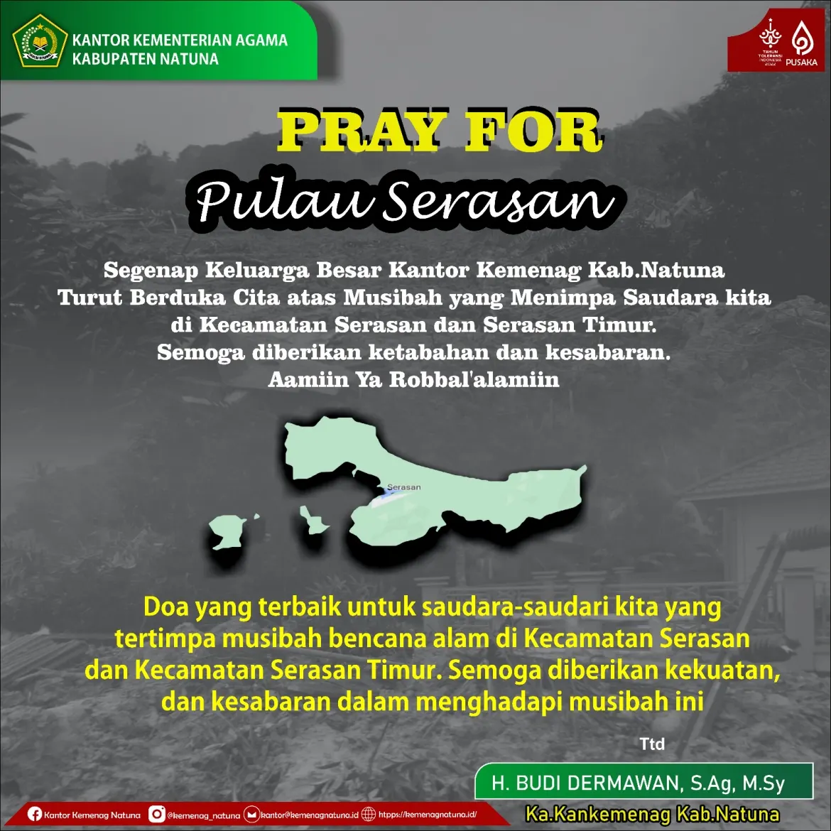 Kemenag Natuna Buka Open Donasi Untuk Korban Bencana Alam Tanah Longsor di Pulau Serasan.