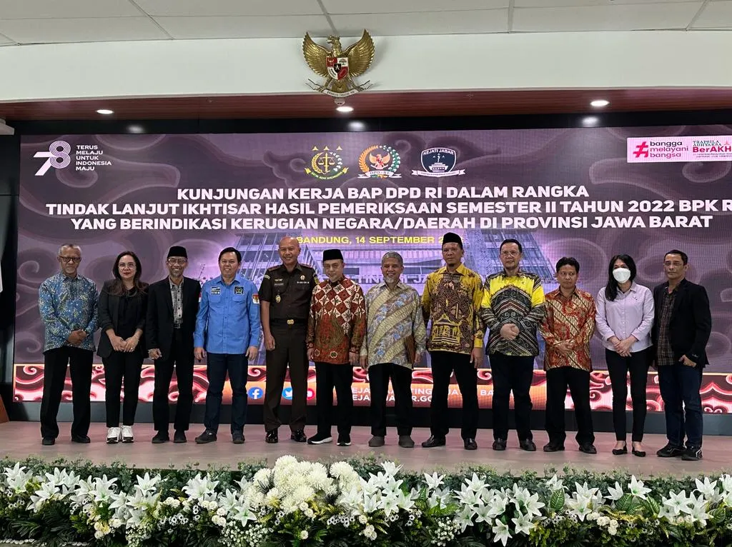 Badan Akuntabilitas Publik (BAP) Dewan Perwakilan Daerah (DPD) RI melakukan rapat konsultasi ke Kejaksaan Tinggi Jawa Barat, Kamis (14/09/2023).