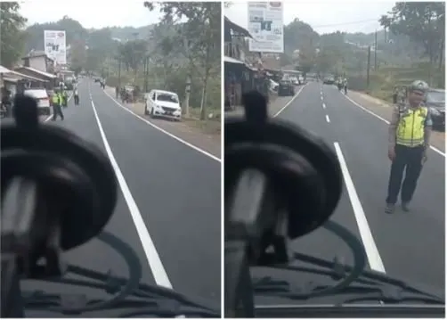 Tangkapan layar video pengendara mobil lolos dari operasi polisi dengan membaca doa bepergian.