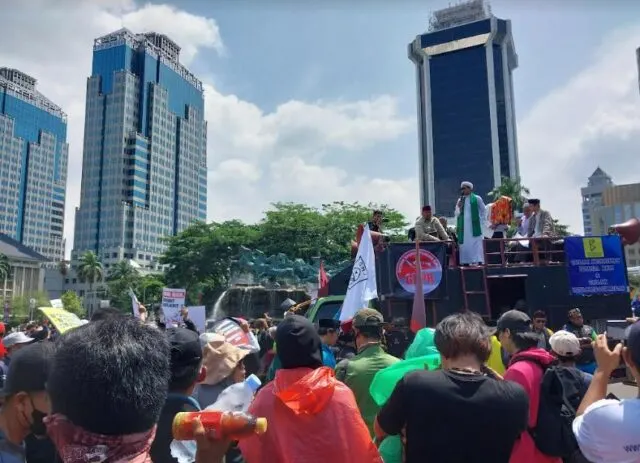 Suasana Unjuk Rasa Bela Warga Pulau Rempang di Jakarta Pusat