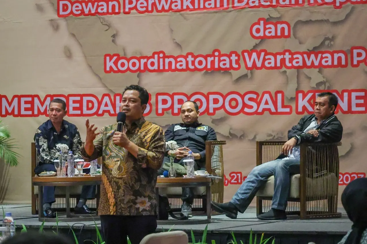 Press Gathering DPD RI dan Koordinatoriat Wartawan Parlemen dengan tema Membedah 5 Proposal Kenegaraan DPD RI. 