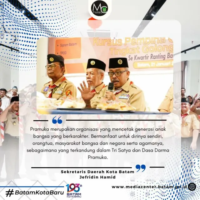 Buka Kursus Pembina Gugus Depan, Jefridin: Pramuka Cetak Generasi Bangsa yang Berkarakter dan bermanfaat untuk Masyaraka