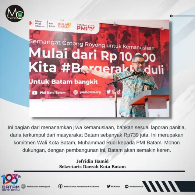 Bulan Dana PMI Terkumpul Rp 739 Juta, Jefridin: Tanamkan Jiwa Kemanusiaan