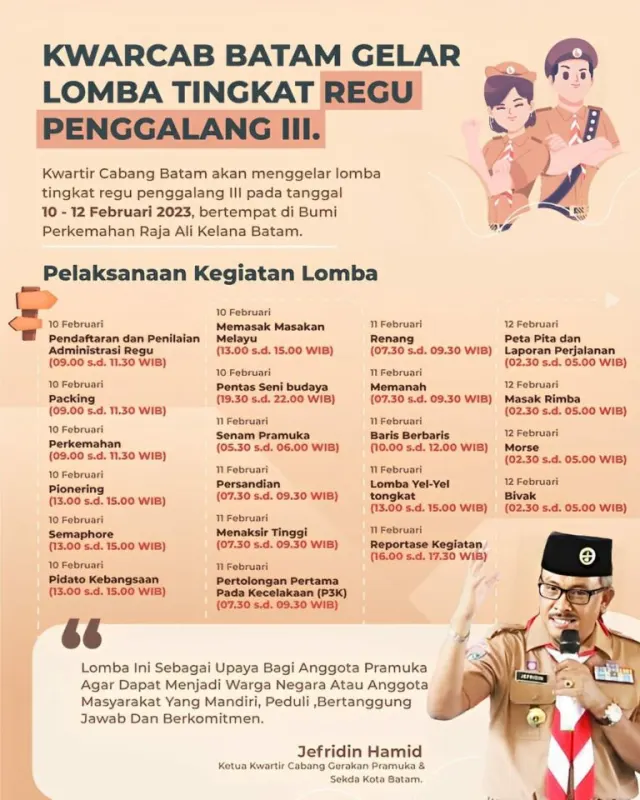 24 Regu Pramuka Kwaran se-Kota Batam Akan Ikuti Lomba Regu Pramuka Tingkat III