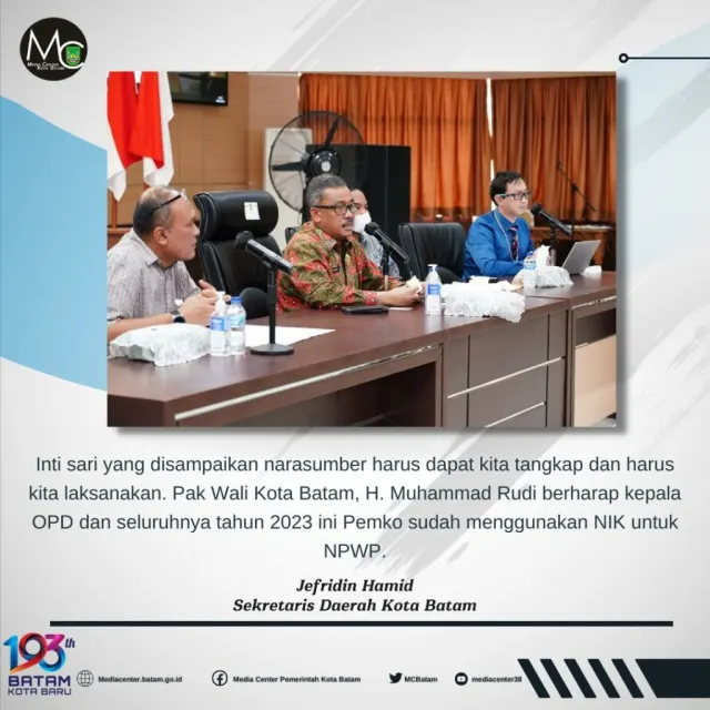 Pemko Batam Terapkan NIK sebagai NPWP Bagi Wajib Pajak Pribadi